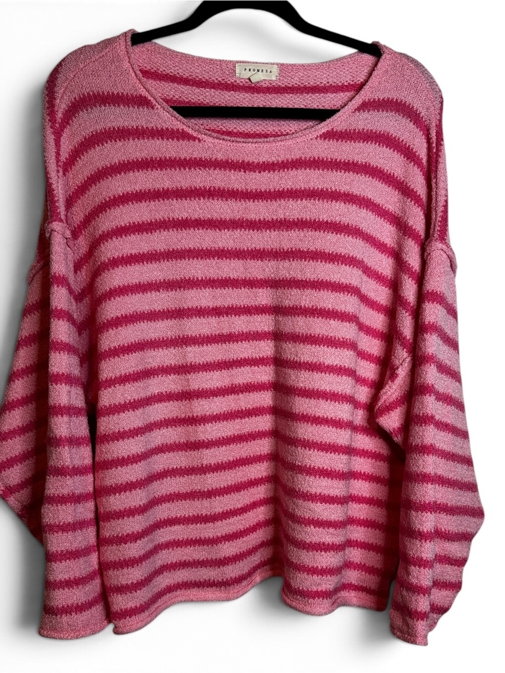 Promesa oversized sweater size medium boxy Pink Striped Scoop